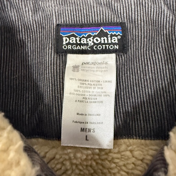 Patagonia Organic Cotton Corduroy Sherpa Lined Trucker Jacket Sz L - Picture 7 of 12